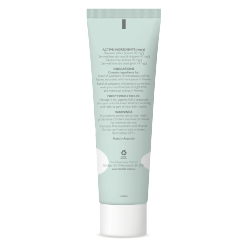 Duelle Hormone Replacement Therapy cream image of the back of the tube.